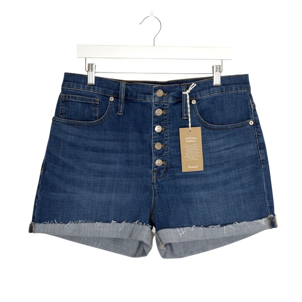 Madewell Button Fly High Rise Denim Shorts Jeans Blue 32 NWT